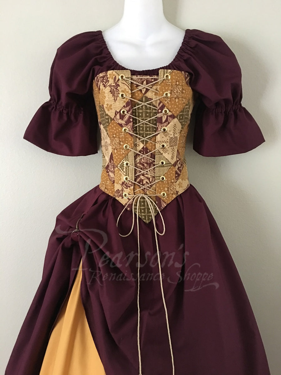 Wide Stripe Underbust Corset medieval renaissance clothing