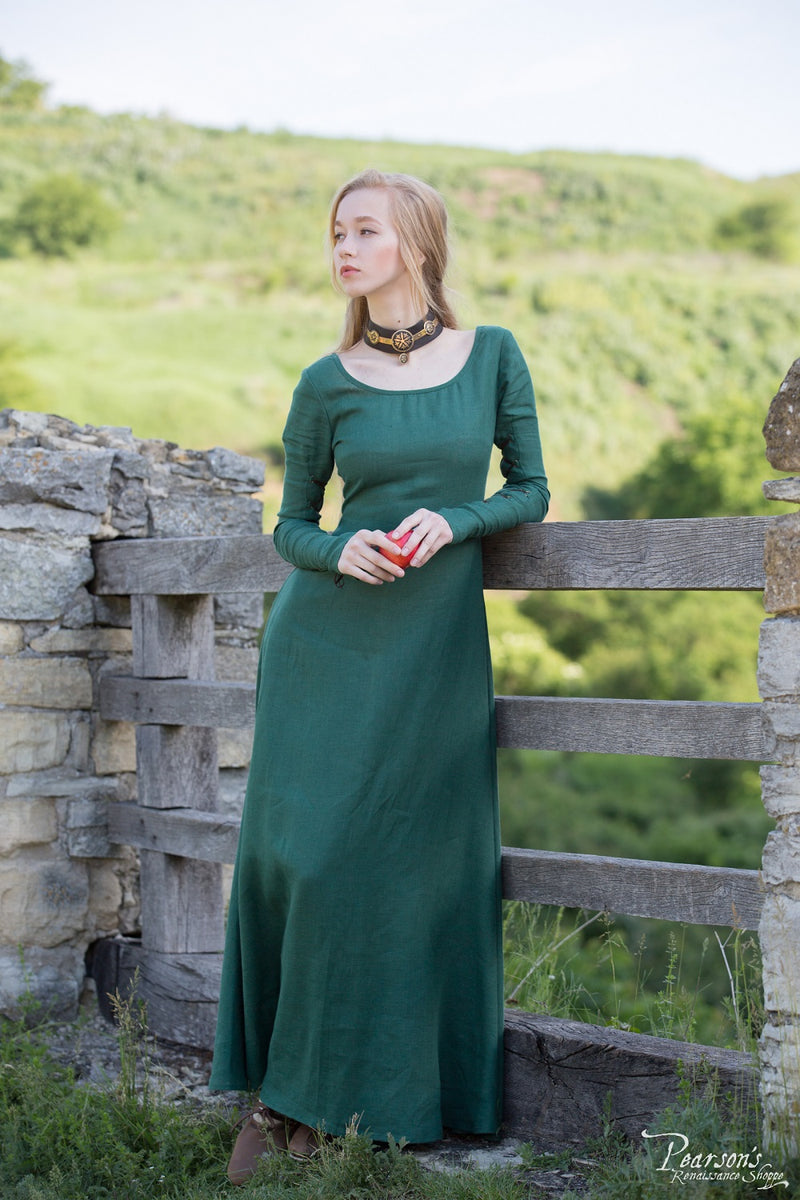 Medieval Autumn Princess Dress made from natural flax linen.