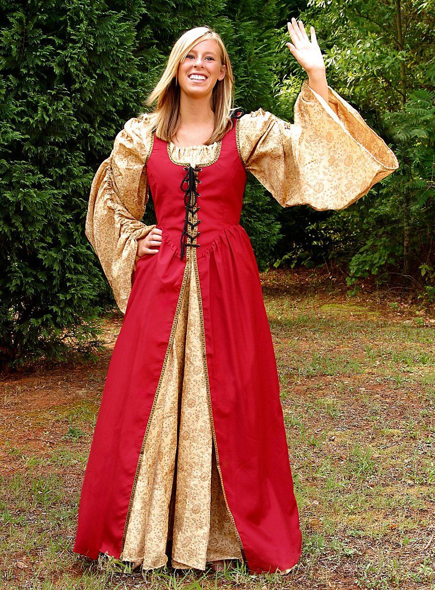 layers of a renaissance dress Putting together a dress for Rennfest using this as inspiration. having trouble finding peices that match the outer layers, mainly the 2 dress layers that go over the bodice. any help? :