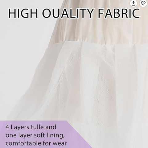 A-Line Hoopless Petticoat Crinoline Underskirt