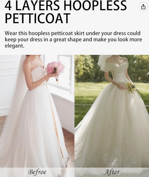 A-Line Hoopless Petticoat Crinoline Underskirt