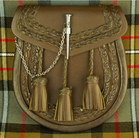 Antique Brown Leather Pin Lock Semi Dress Sporran