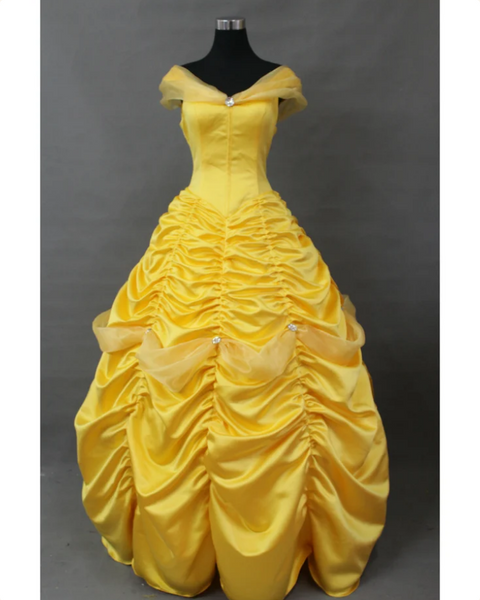 Beauty and the Beast Princess Belle Dress with Tulle Drape