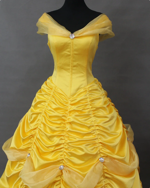 Beauty and the Beast Princess Belle Dress with Tulle Drape