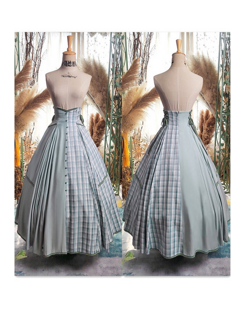 Plaid High Waist Flared Maxi Skirt