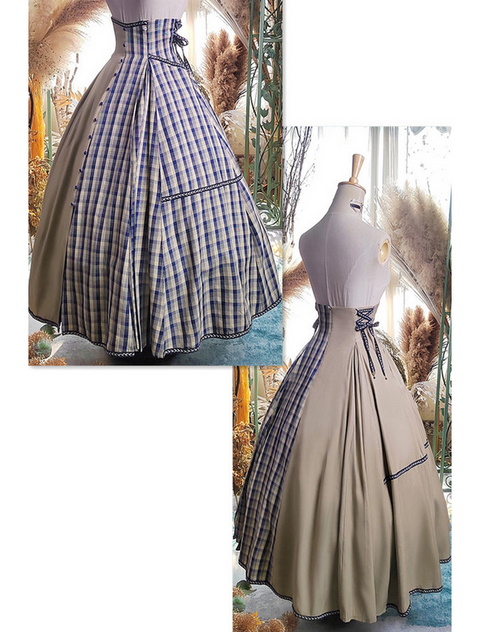 Plaid High Waist Flared Maxi Skirt