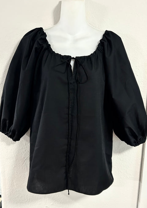 Drawstring 3/4 Sleeve Chemise Top