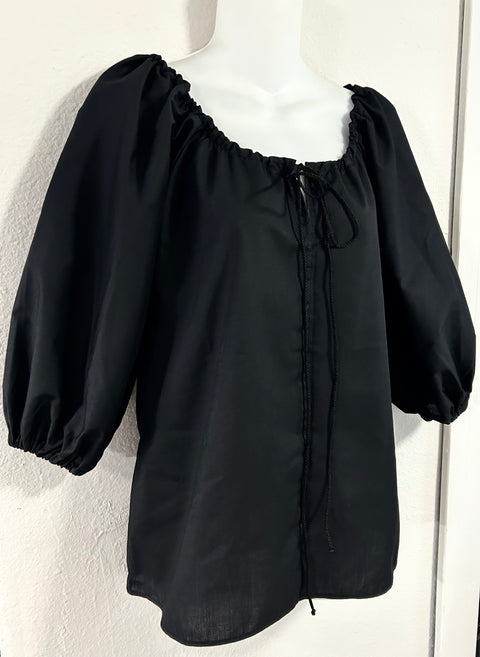 Drawstring 3/4 Sleeve Chemise Top
