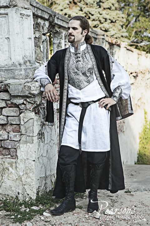 Long Medieval Flax Overcoat