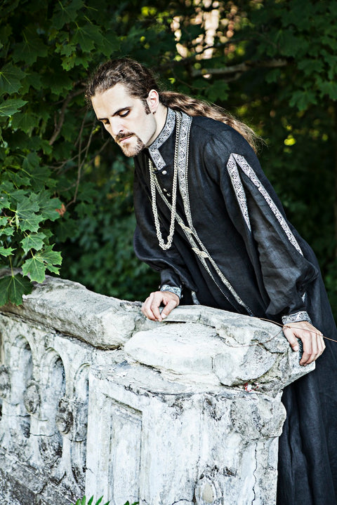 Long Medieval Flax Overcoat