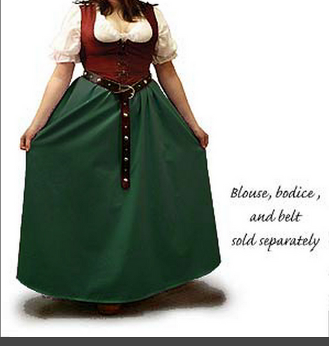 A-Line Peasant Skirt - Black, Burgundy, Forest Green, Purple, Royal Blue, Scarlet Red, Skirts - Pants - Underpinnings-Medieval Shoppe