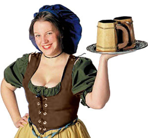 Barmaid Bodice - Black, Bodices - Corsets - Waist Cinchers, Brown, Burgundy, Forest Green, Purple, Royal Blue, Scarlet Red-Medieval Shoppe