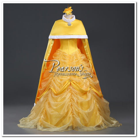 Beauty And Beast Classic Belle Satin Round Shoulder Cape - Cosplay & Movie Costumes-Medieval Shoppe