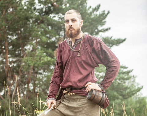 Bjorn the Pathfinder Viking Tunic - Burgundy, Midnight Blue, Tunics & Gambesons-Medieval Shoppe