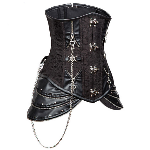 Black Burlesque Corset - Bodices - Corsets - Waist Cinchers-Medieval Shoppe