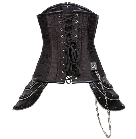 Black Burlesque Corset - Bodices - Corsets - Waist Cinchers-Medieval Shoppe