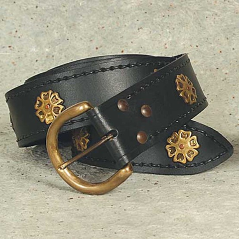 Black Knightly Belt - Renaissance Belts - Leather Accesssories-Medieval Shoppe