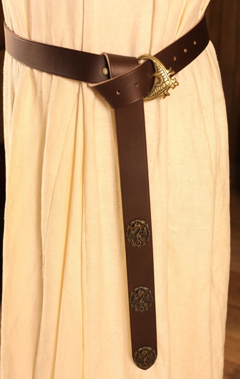 Dragon Medieval Long Belt - Black, Brown, Renaissance Belts - Leather Accesssories-Medieval Shoppe