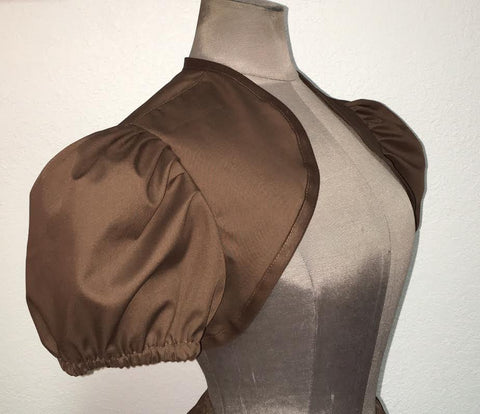 Brown Bolero Shrug with Short Sleeves - Chemises - Blouses - Coats, Sales and Specials-Medieval Shoppe