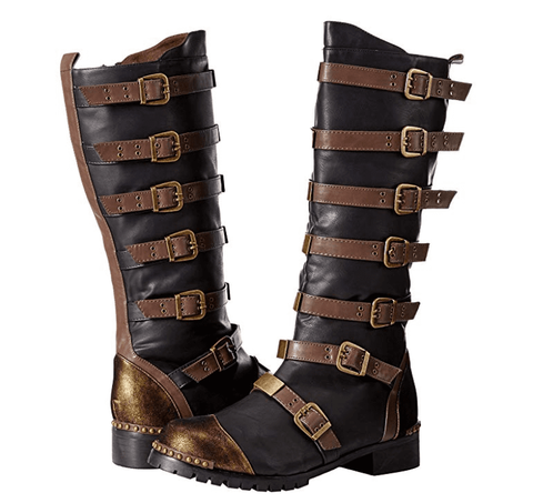 Buckled Steampunk Boot - Black, Brown, Men's Renaissance Boots, Steampunk Footwear-Medieval Shoppe