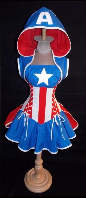 Captain America - Cosplay & Movie Costumes, Underbust Corset Sets - Waist Cinchers-Medieval Shoppe