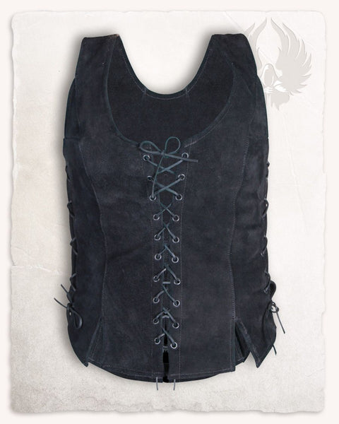 Caty Leather Bodice - Black, Bodices - Corsets - Waist Cinchers, Brown-Medieval Shoppe