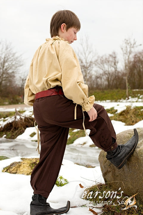 Childs Proudfoot Pants - Azure Green, Boy's Medieval Clothing, Dark Brown-Medieval Shoppe