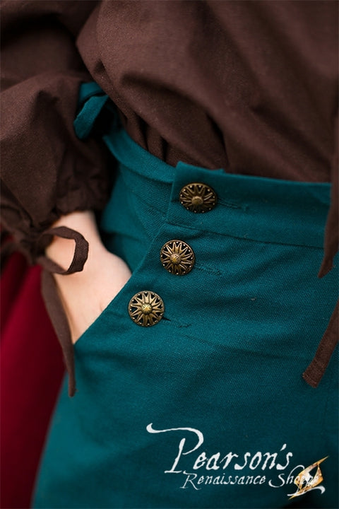 Childs Proudfoot Pants - Azure Green, Boy's Medieval Clothing, Dark Brown-Medieval Shoppe