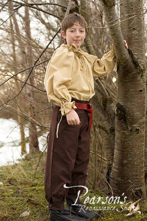 Childs Proudfoot Pants - Azure Green, Boy's Medieval Clothing, Dark Brown-Medieval Shoppe