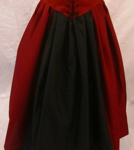 Color Panel Skirt w/Elastic Waist - Burgundy w/Black, Skirts - Pants - Underpinnings-Medieval Shoppe