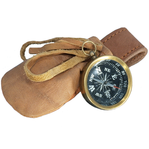 Compass with Leather Pouch - Sporrans - Pouches-Medieval Shoppe