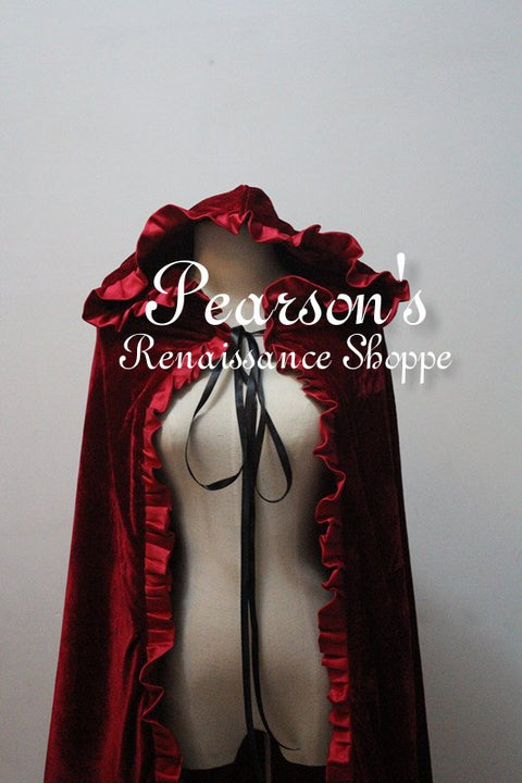 Dark Red Velvet Cape - Cosplay & Movie Costumes-Medieval Shoppe
