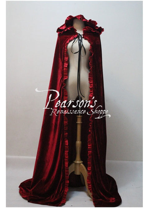 Dark Red Velvet Cape - Cosplay & Movie Costumes-Medieval Shoppe