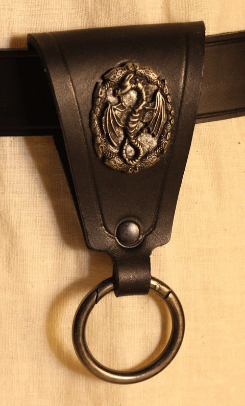 Dragon Belt Loop with Ring - Black, Dark Brown, Renaissance Belts - Leather Accesssories-Medieval Shoppe