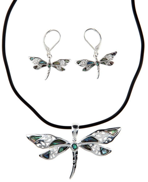 Dragonfly Necklace and Earrings Set - Renaissance Necklaces-Medieval Shoppe