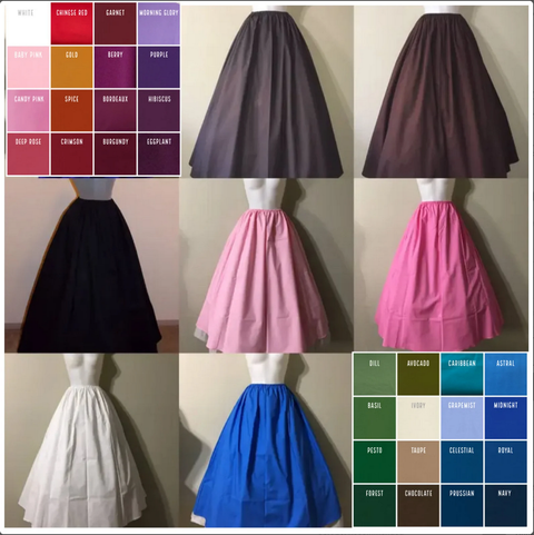 Medieval A Line Solid Skirt with elastic waist - Black, Brick Red, Burgundy, Gold, Hunter Green, Misty Blue, Navy Blue, Olive Green, Purple, Royal Blue, Sage Green, Silver, Skirts - Pants - Underpinnings, True Red-Medieval Shoppe