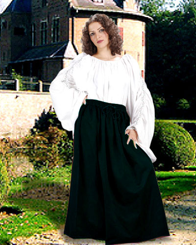 Eleanor Cotton Skirt - Black, Chocolate, Gold, Green, Purple, Red, Skirts - Pants - Underpinnings-Medieval Shoppe