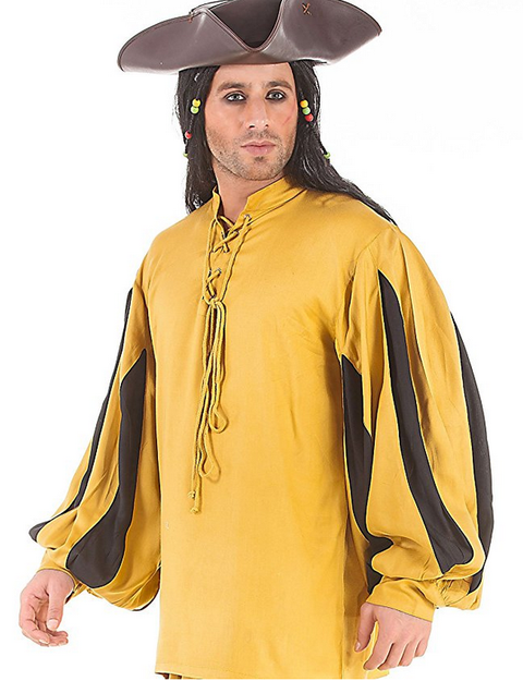 European Medieval Shirt - Black/Gold, Black/Red, Black/White, Brown/Light Brown, Men's Renaissance Shirts-Medieval Shoppe
