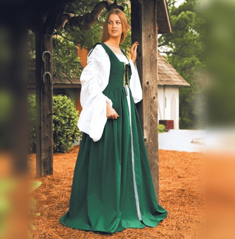 Fair Maiden's Overdress - Blue, Green, Renaissance Dresses-Medieval Shoppe