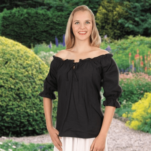 Faire Blouse - Black, Chemises - Blouses - Coats, Natural, White-Medieval Shoppe