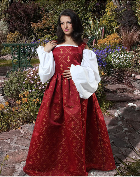 Fleur de Lis Dress - Burgundy, Navy, Renaissance Dresses-Medieval Shoppe