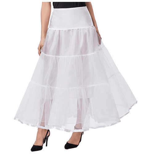 Full Length A-Line Petticoat - Black, Champagne, Ivory, Navy Blue, Pink, Purple, Red, Skirts - Pants - Underpinnings, Sky Blue, White-Medieval Shoppe
