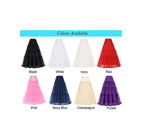 Full Length A-Line Petticoat - Black, Champagne, Ivory, Navy Blue, Pink, Purple, Red, Skirts - Pants - Underpinnings, Sky Blue, White-Medieval Shoppe