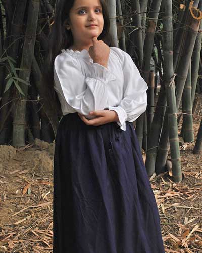 Girls Simple Medieval Skirt - Black, Chocolate, Dark Green, Featured Products, Girl's Medieval Clothing & Accessories, Mustard, Navy, Shop What our customers like best-Medieval Shoppe