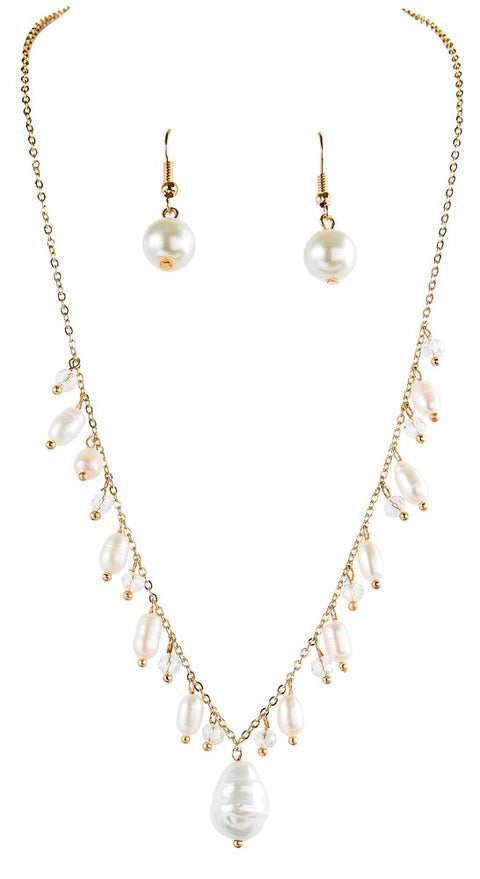 Gold Pearl Necklace Set - Renaissance Necklaces-Medieval Shoppe