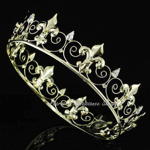 Medieval Fleur De Lis Crown - Gold, Men's Medieval Jewelry & Crowns, Silver-Medieval Shoppe