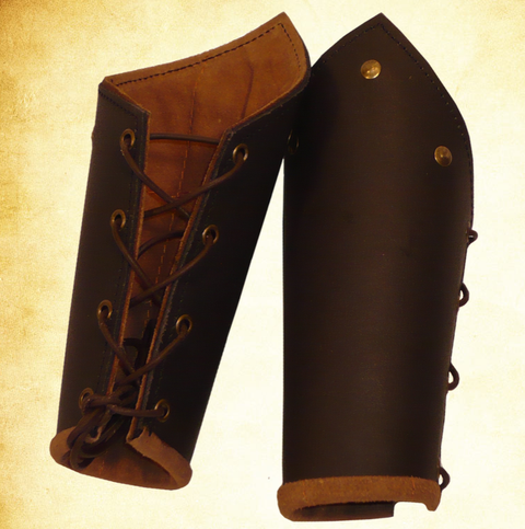 Knights Battle Arm Bracers - Black, Brown, Vambraces - Gauntlets - Gloves - Bracers-Medieval Shoppe
