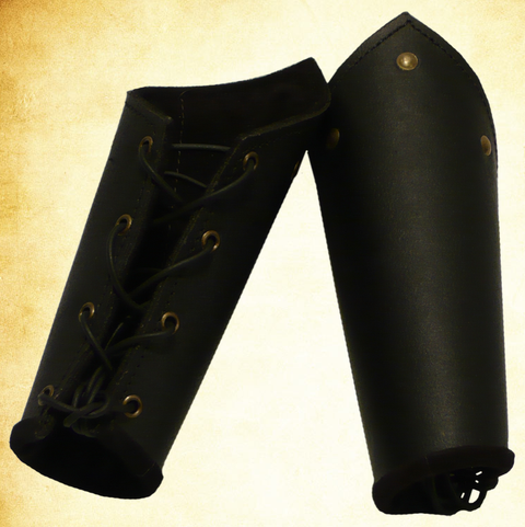 Knights Battle Arm Bracers - Black, Brown, Vambraces - Gauntlets - Gloves - Bracers-Medieval Shoppe