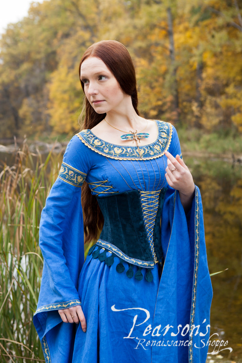 lady of the lake dress Medieval Linen Dress and Suede Bodice Lady of the Lake