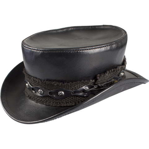 Leather Top Hat - Accessorize the Steampunk Way, Black, Brown, Medieval Hats - Veils-Medieval Shoppe